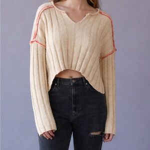 BDG Hunter Slouchy Sweater with Pink Accents